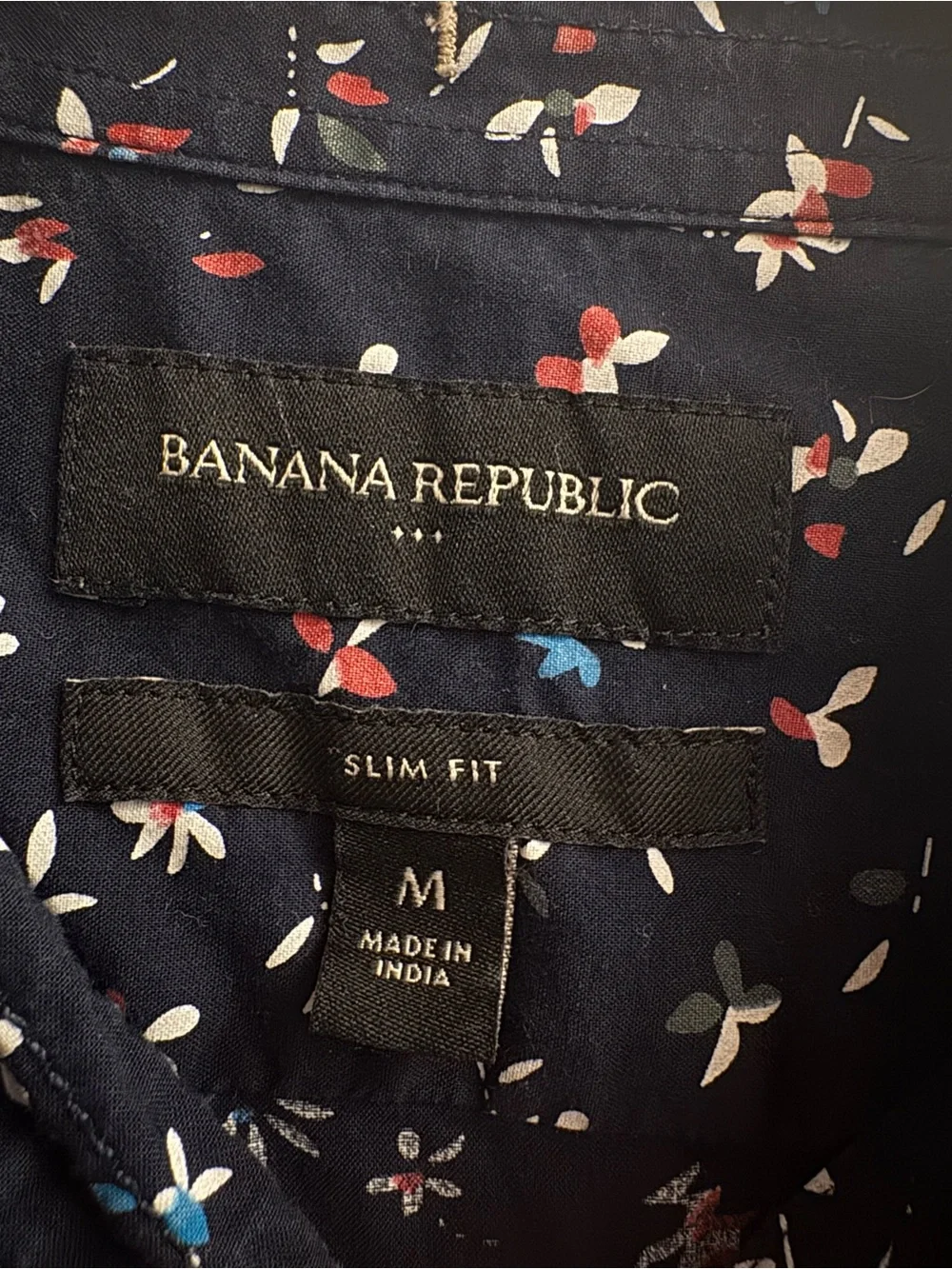 Banana Republic slim fit Navy Floral Short-Sleeve Button-Down Shirt